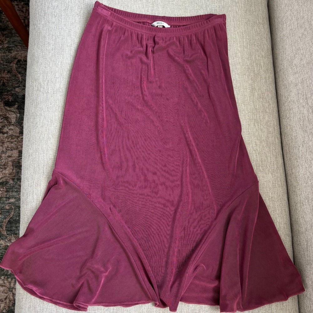 Vintage Fiore Midi Skirt Small Pink Flowy Hem Whimsygoth 90s Fairy Dreamy Romcom
